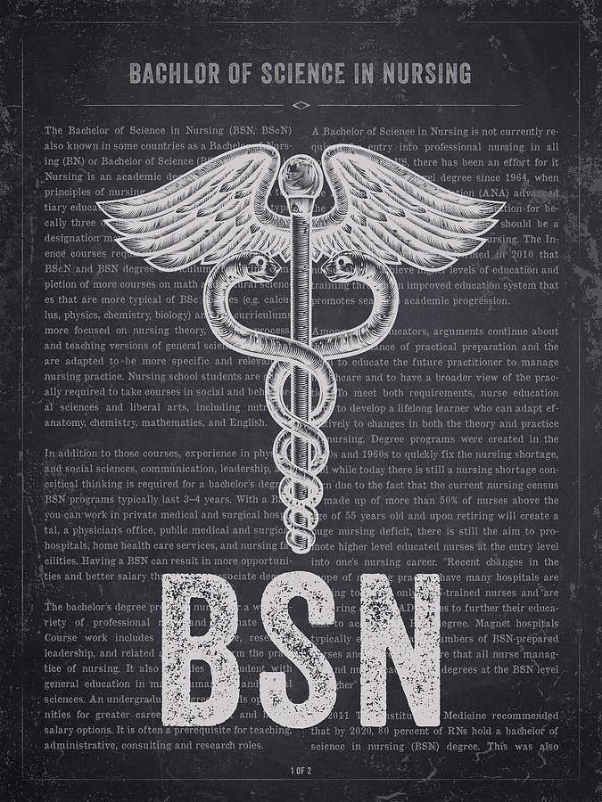 Nursing Digital Art - BSN Gift Idea with Caduceus illustration 02 by Aged Pixel