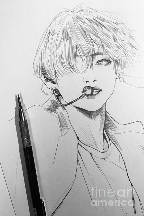 𝕸𝖎𝖑𝖉 𝕲𝖔𝖙𝖍  Taehyung pencil drawing WIP Also I have an art