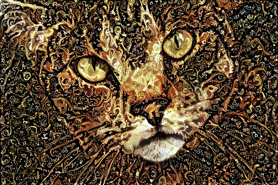 Bubba the Brown Tabby Cat Digital Art by Peggy Collins