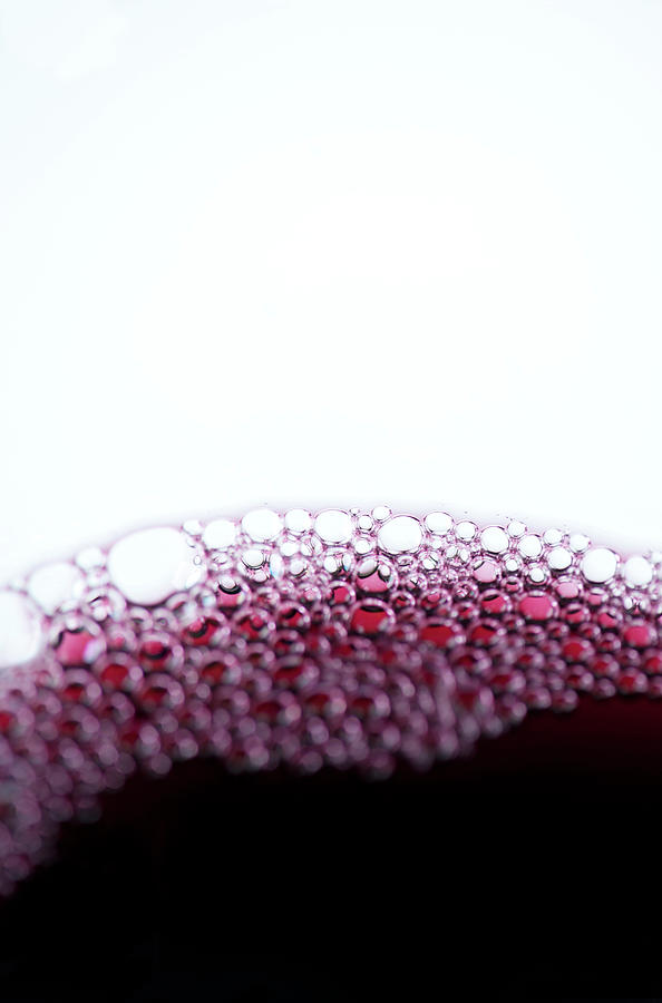 Bubbles In A Glass Of Red Wine Photograph by Rob Atkins