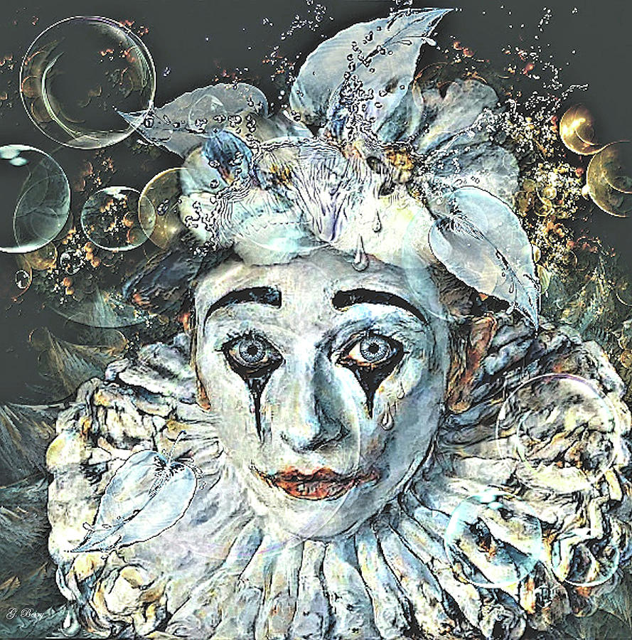 Surrealism Mixed Media - Bubbles The Clown by Gayle Berry