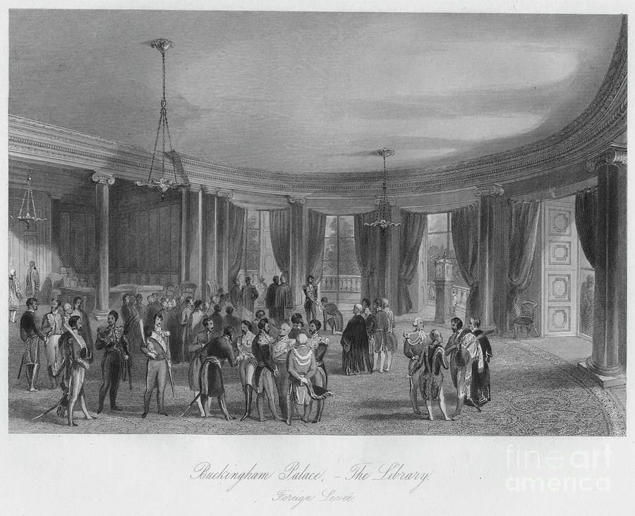 Buckingham Palace,- The Library Drawing by Print Collector