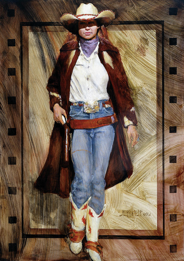 Cowgirl Painting - Buckled Up by J. E. Knauf
