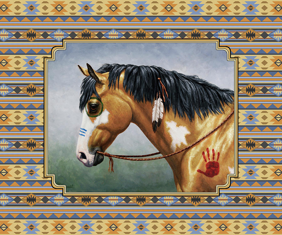 Buckskin Native American War Horse Southwest Painting by Crista Forest