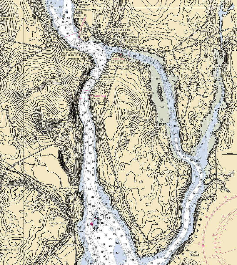 Bucksportmaine Nautical Chart Mixed Media by Sea Koast Pixels