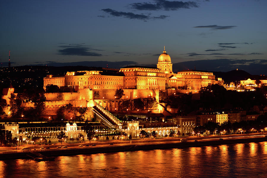 Budapest Castle at Night Photograph by Kathy Yates