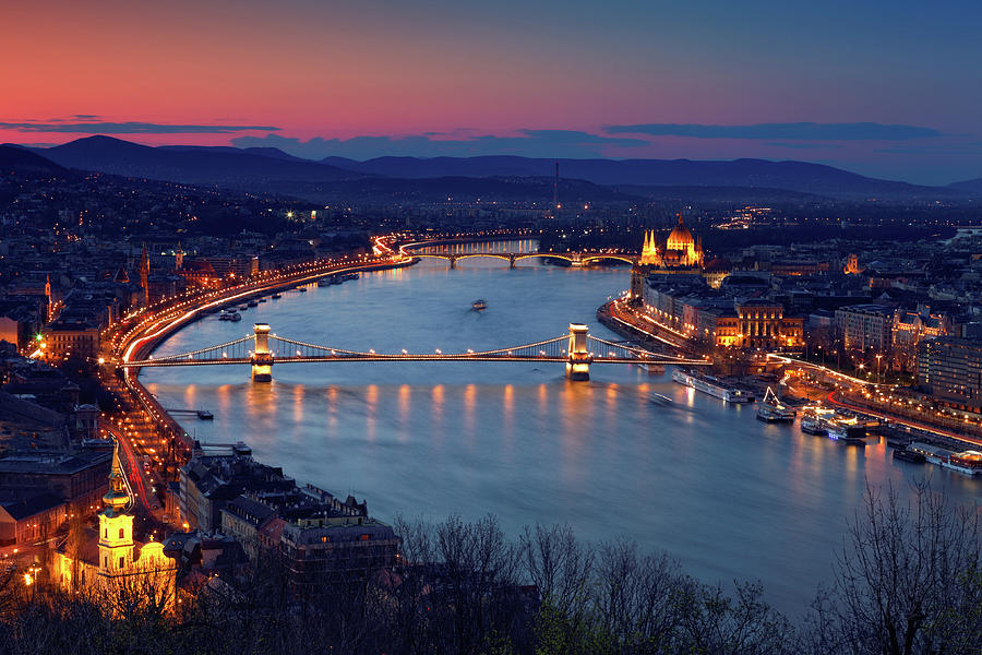 Budapest Cityscape At Dusk Photograph by Mammuth