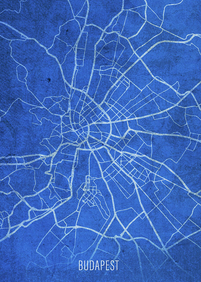 Budapest Hungary City Street Map Blueprints Mixed Media by Design ...