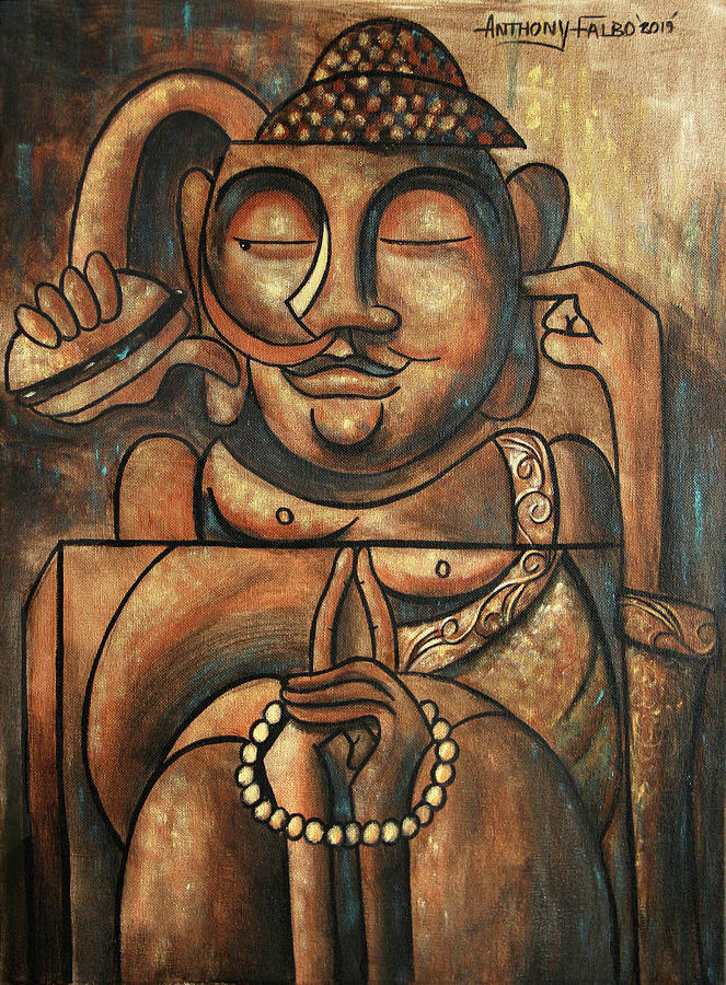 Buddha And A Burger Painting by Anthony Falbo