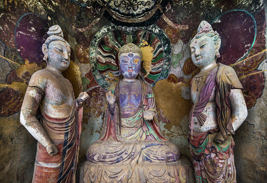 Buddha and Bodhisattvas Maijishan Grottoes Tianshui Gansu China Photograph by Adam Rainoff