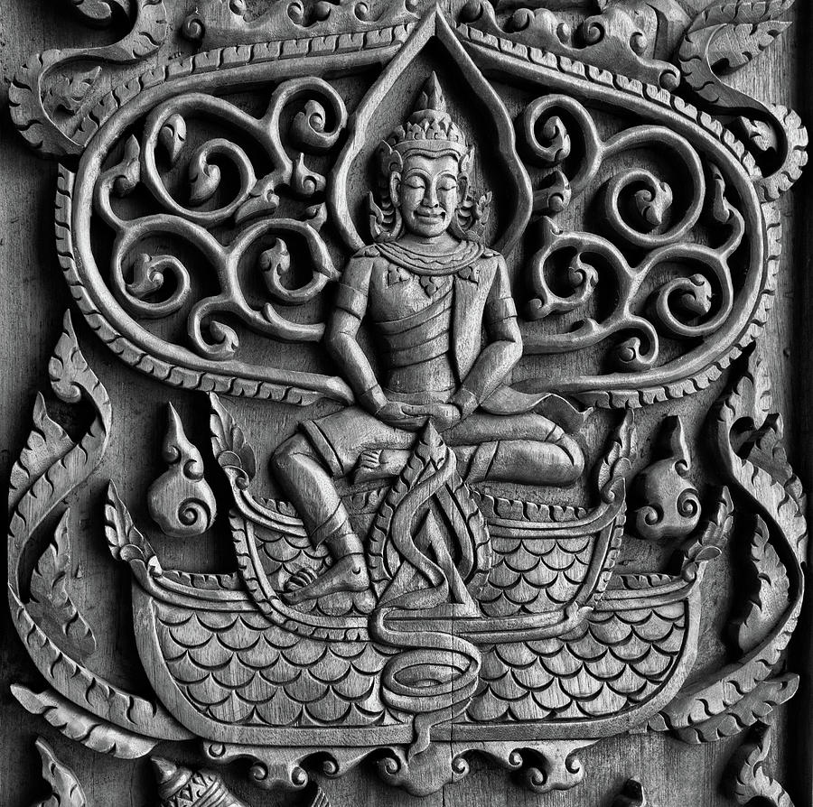 Buddha Door Carving Photograph by Georgia Clare