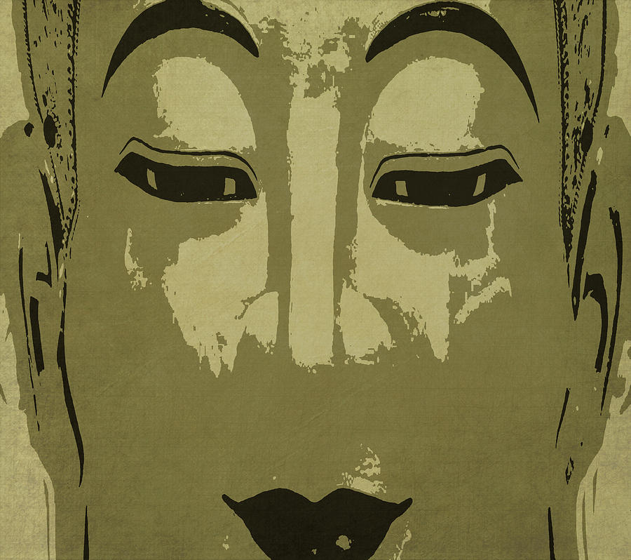 Buddha In Gold and Charcoal  Digital Art by Kandy Hurley