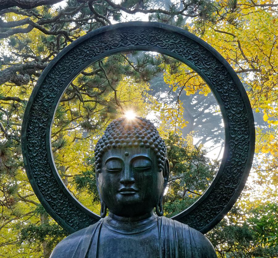 Buddha Light - Japanese Tea Garden, San Francisco Photograph by KJ Swan