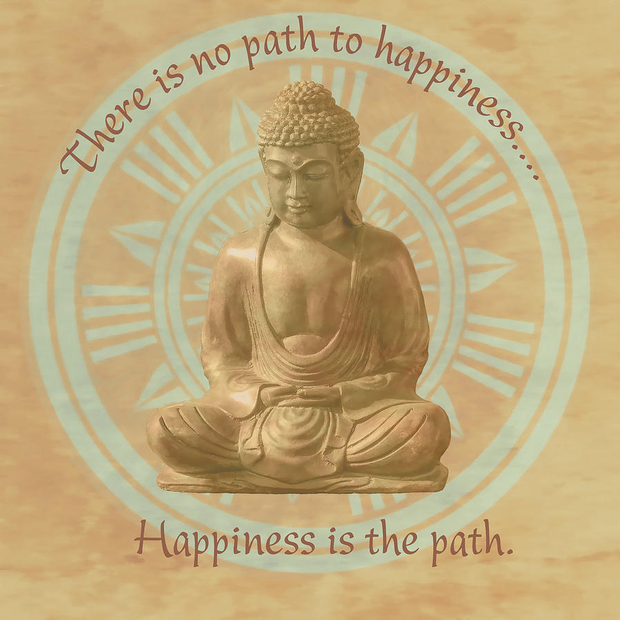 Buddha - Path To Happiness - Mandala Digital Art by Leslie Montgomery