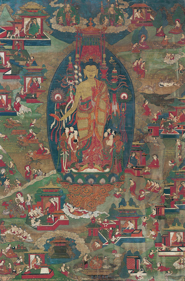 Buddha Shakyamuni and Scenes of His Previous Lives Painting by Unknown ...