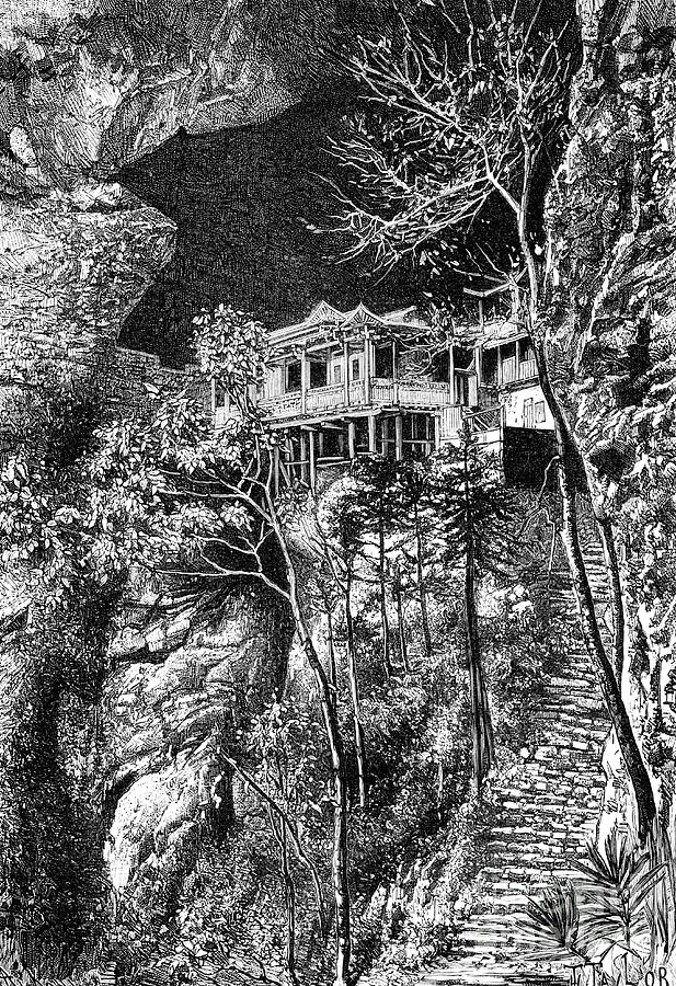 Buddhist Monastery, Yuen-fu On The Min Drawing by Print Collector