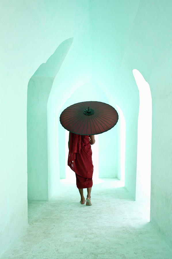 Buddhist Monk Walking Along Arched Photograph by Martin Puddy Buddhist Monk Walking Along Arched Photograph by Martin Puddy