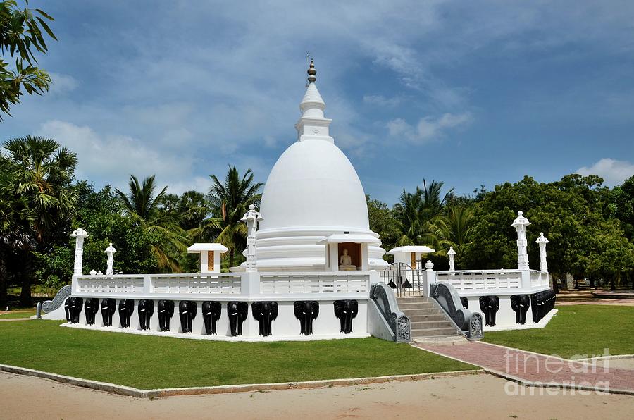 Buddhist stupa with Buddha statue at the Dambakola Patuna Sangamitta Temple complex Jaffna Sri Lanka Photograph by Imran Ahmed