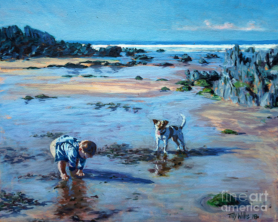 Buddies on the Beach Painting by Tilly Willis