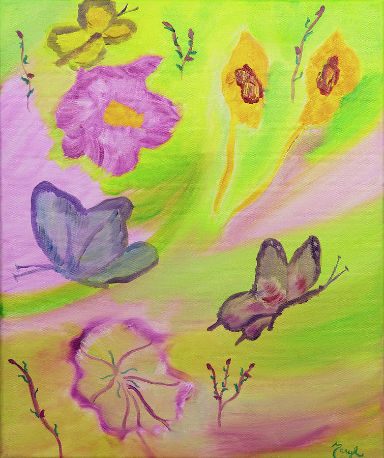 Budding on Wings Painting by Meryl Goudey