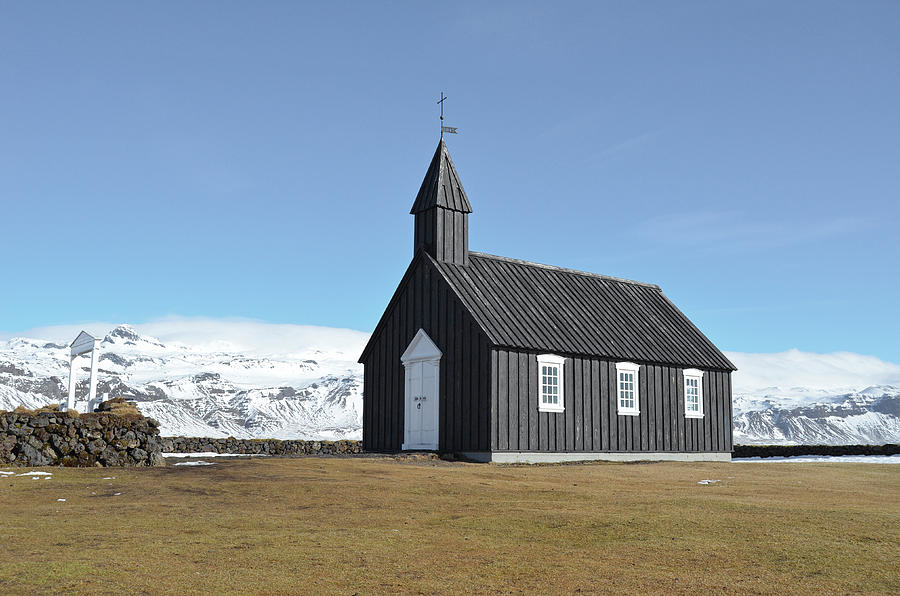 Budir Black Church in Sunny Springtime Iceland Photograph by Shawn OBrien
