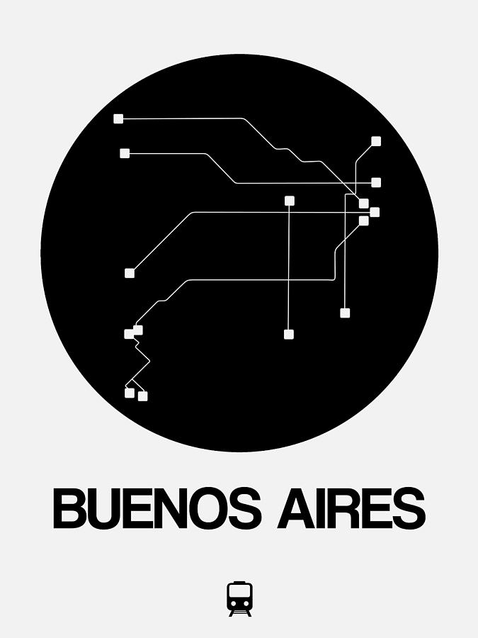 Vacation Digital Art - Buenos Aires Black Subway Map by Naxart Studio Vacation Digital Art - Buenos Aires Black Subway Map by Naxart Studio