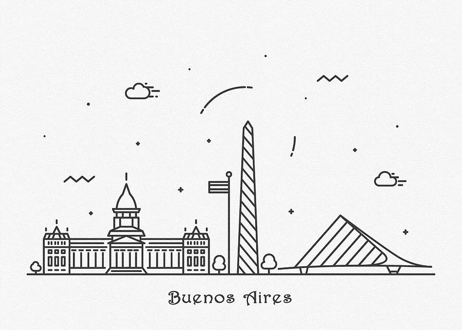 Buenos Aires Cityscape Travel Poster Drawing by Inspirowl Design Pixels