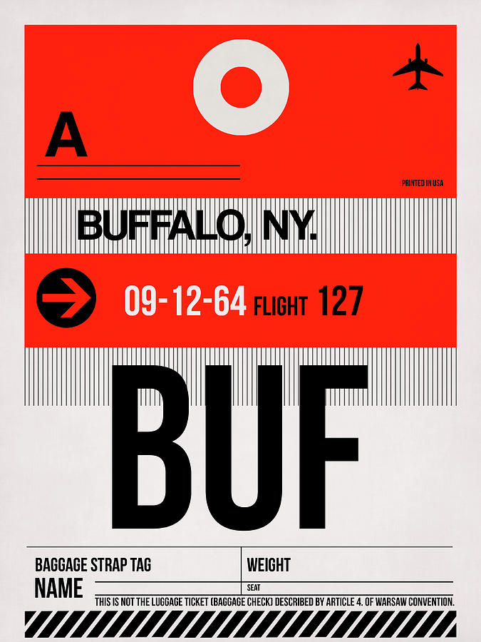 Buffalo Digital Art - BUF Buffalo Luggage Tag I by Naxart Studio