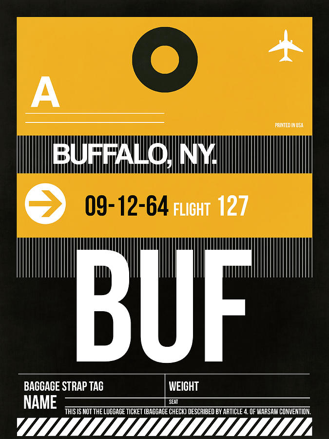 Buffalo Digital Art - BUF Buffalo Luggage Tag II by Naxart Studio
