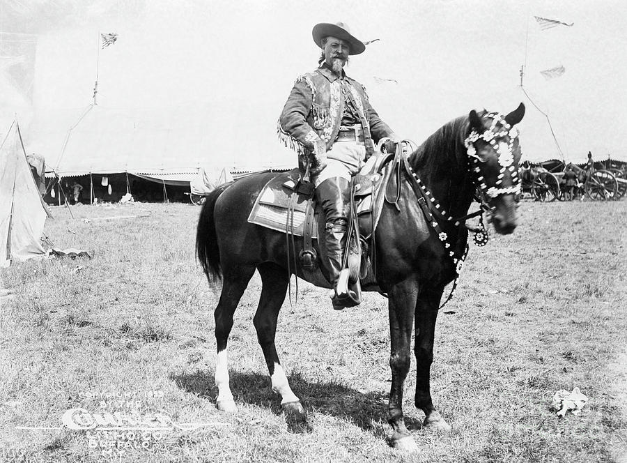 Horse Photograph - Buffalo Bill Cody On Horseback by Bettmann