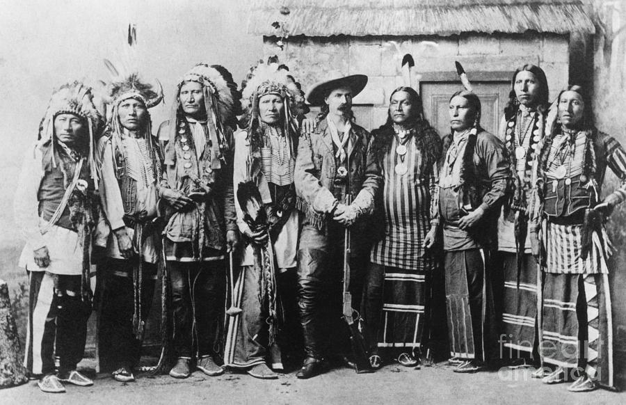 Celebrity Photograph - Buffalo Bill Cody With Group Of Native by Bettmann