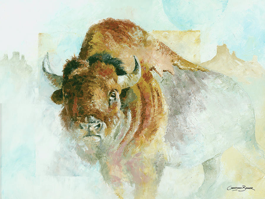 Buffalo Bison Painting by Christiaan Bekker