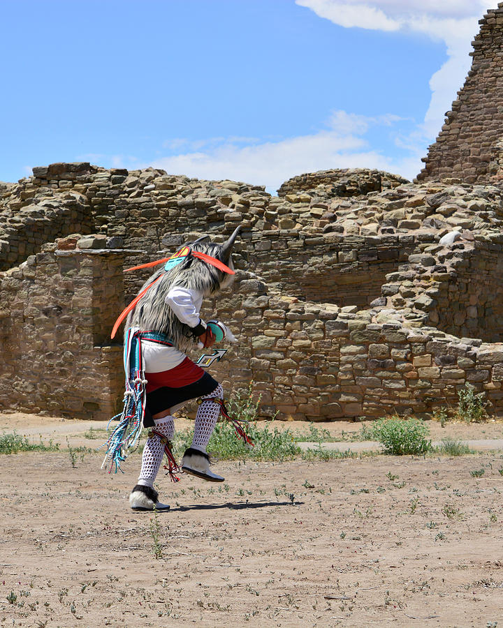 Buffalo Man From Acoma Pueblo Dancing At Aztec Ruins Photograph