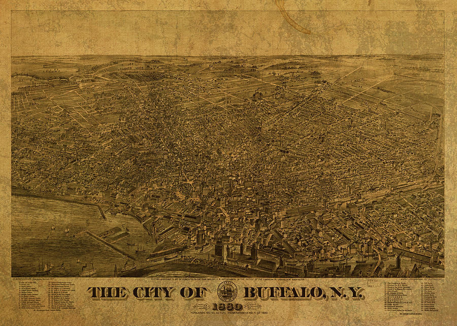 Buffalo New York City Street Map 1880 Mixed Media