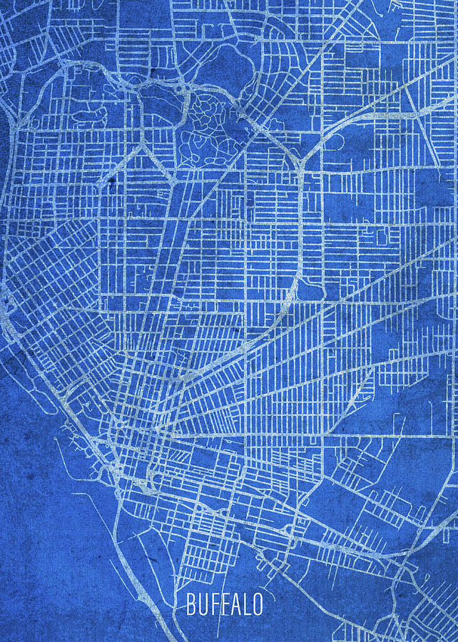 Buffalo New York City Street Map Blueprints Mixed Media