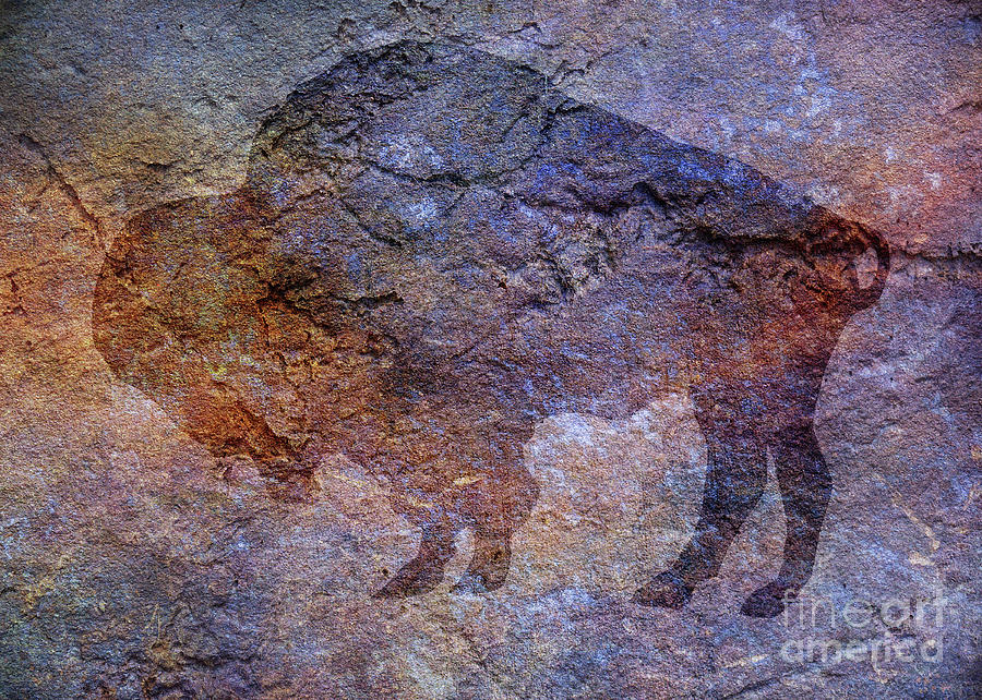 Buffalo On Rock Digital Art