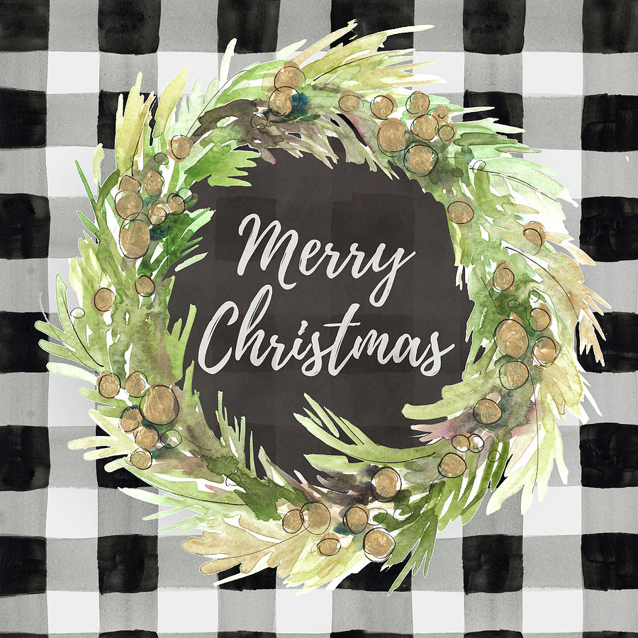 Buffalo Mixed Media - Buffalo Plaid Christmas Wreath by Lanie Loreth