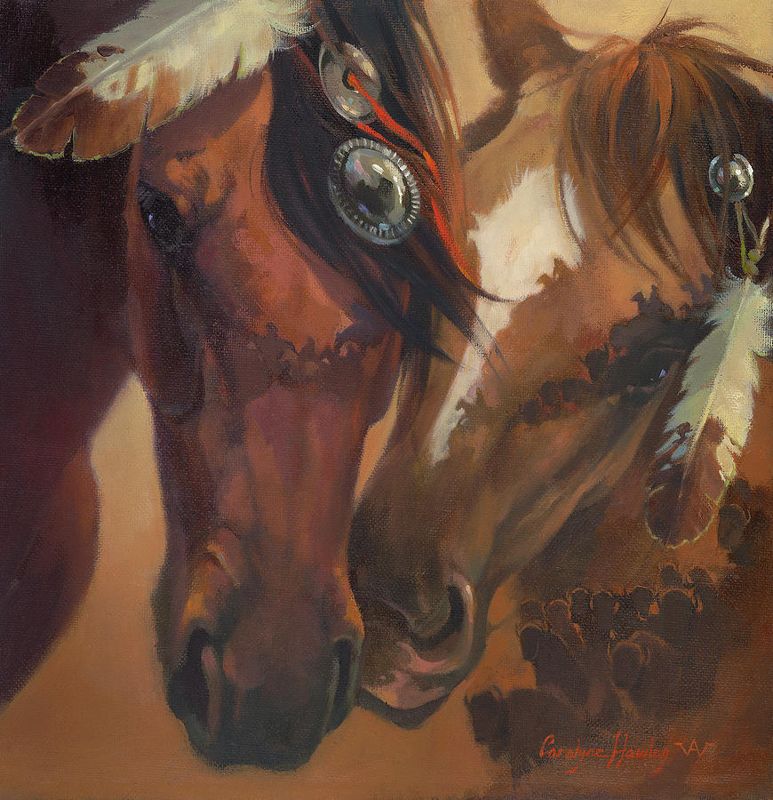 Buffalo Ponies Painting by Carolyne Hawley