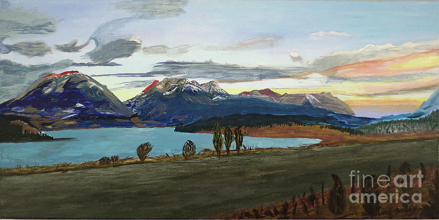 Buffalo, Red Mountain and Lake Dillon Painting by Escudra Art