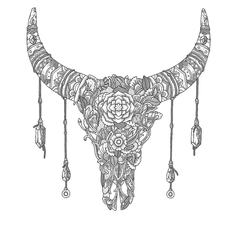 Animal Digital Art - Buffalo Skull by Filippo Cardu