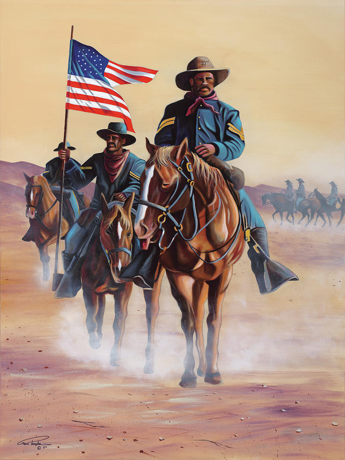 Flag Painting - Buffalo Soldiers by Geno Peoples