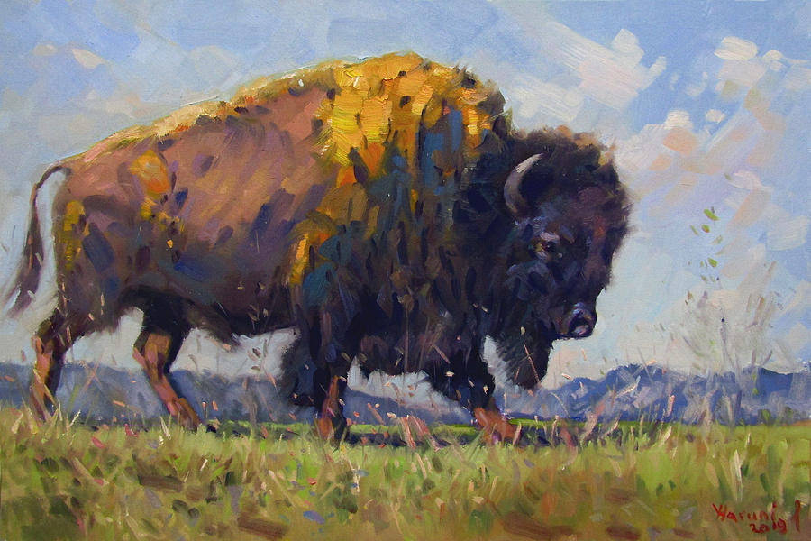 Buffalo Painting by Ylli Haruni
