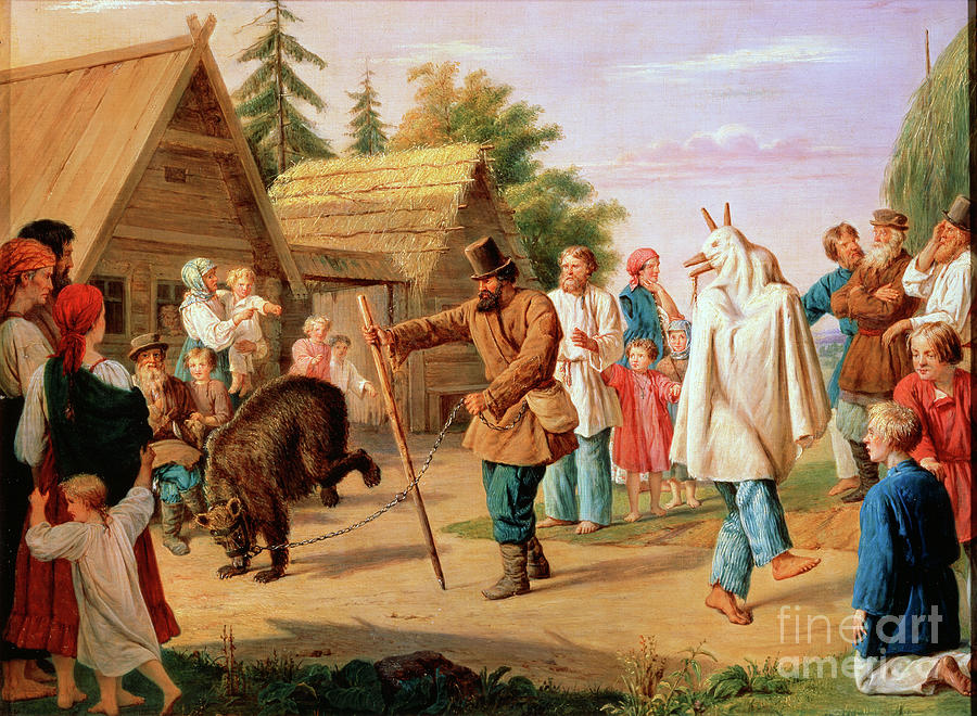 Buffoons In A Village, 1857. Artist Drawing by Heritage Images