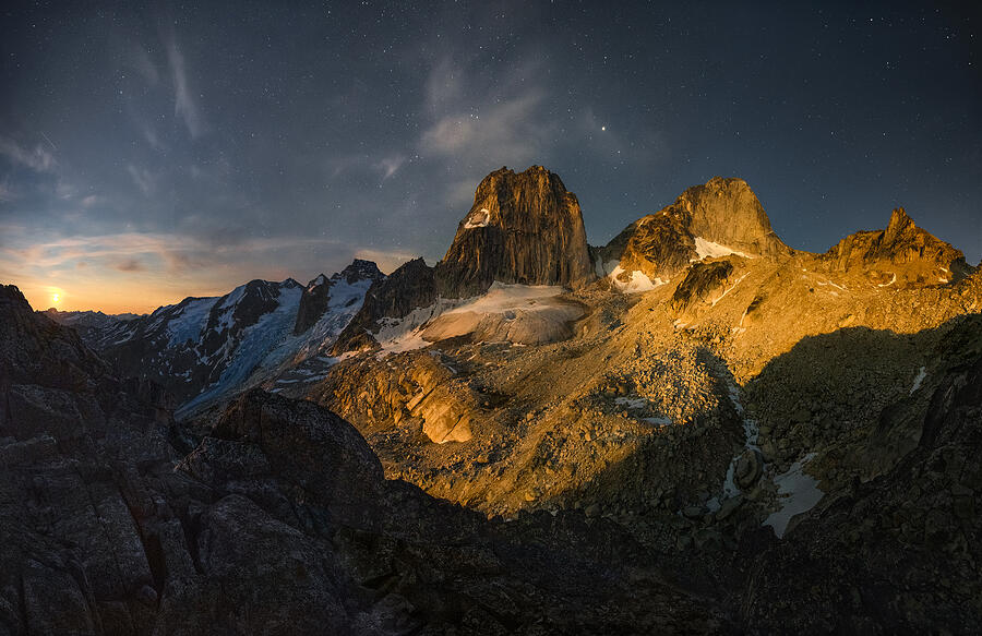 Mountain Photograph - Bugaboos Moonrise by Yan Zhang