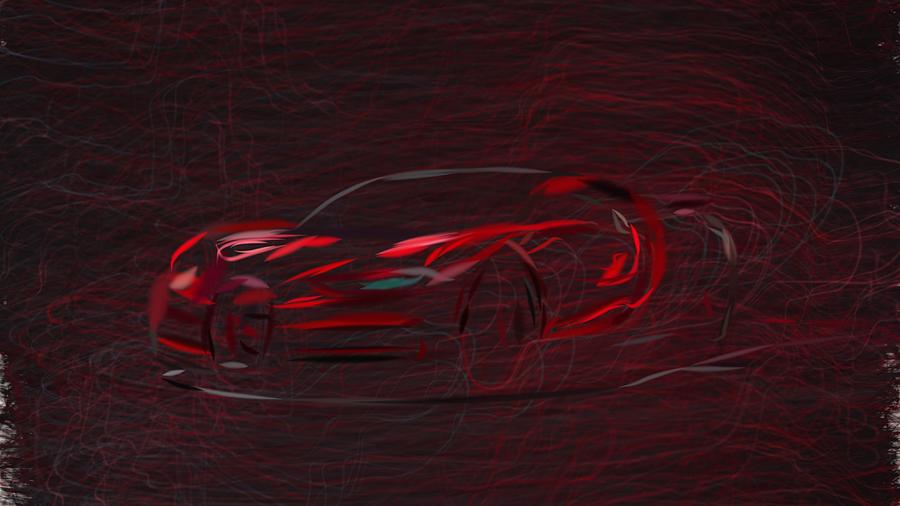 Bugatti Chiron Sport Drawing Digital Art by CarsToon Concept