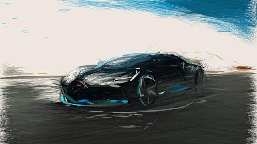 Bugatti Divo Drawing Digital Art by CarsToon Concept