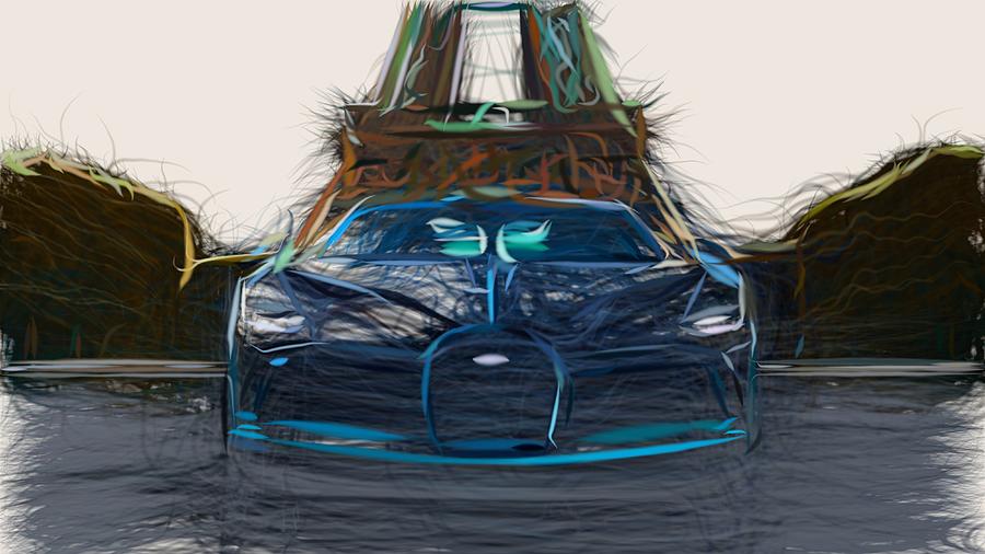 Bugatti Divo0 Drawing Digital Art by CarsToon Concept