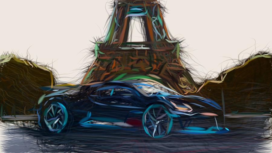 Bugatti Divo1 Drawing Digital Art by CarsToon Concept