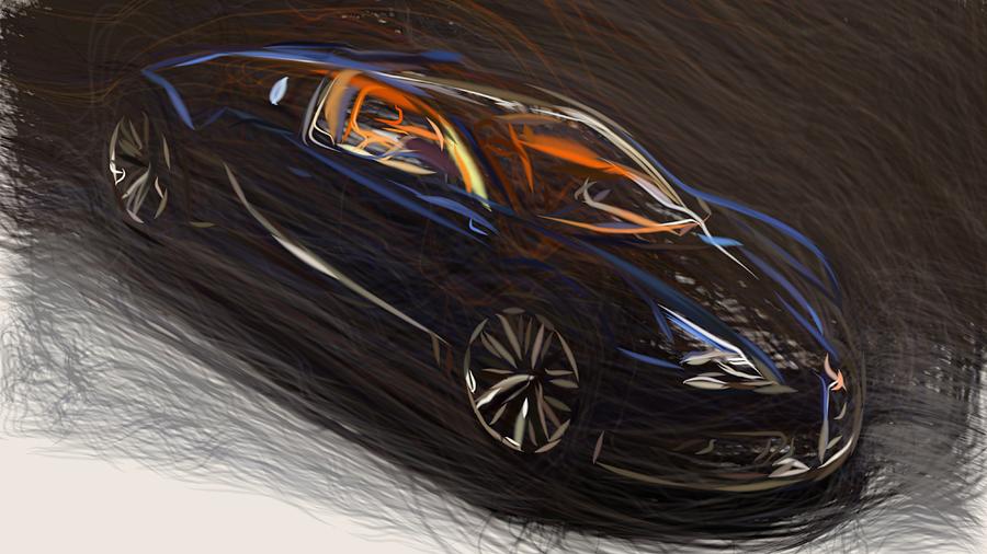 Bugatti Veyron Grand Sport Draw Digital Art by CarsToon Concept