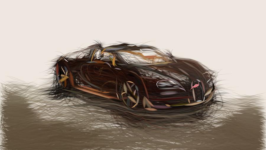 Bugatti Veyron Rembrandt Bugatti Drawing Digital Art by CarsToon Concept